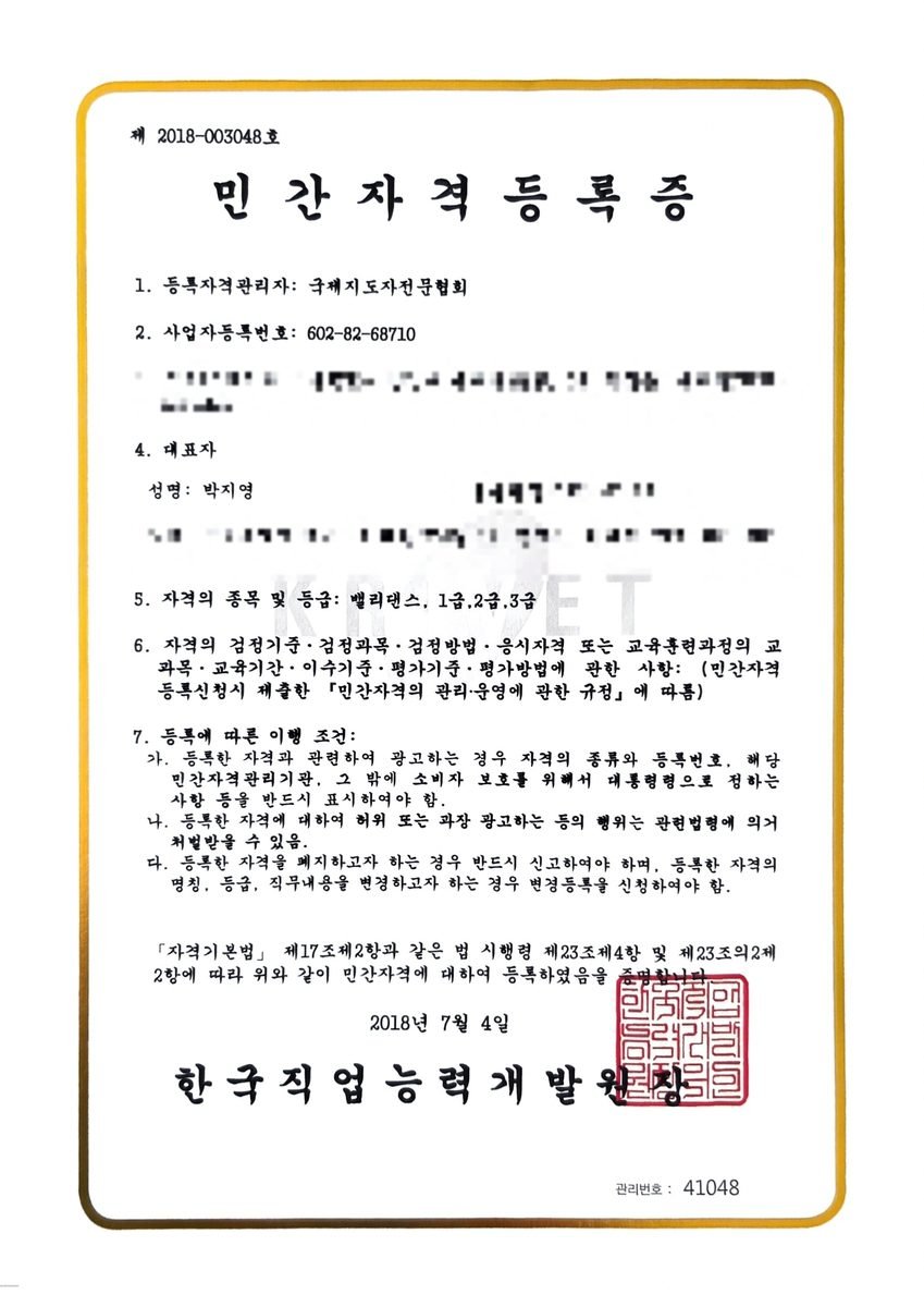 밸리댄스 1~3급 자격증